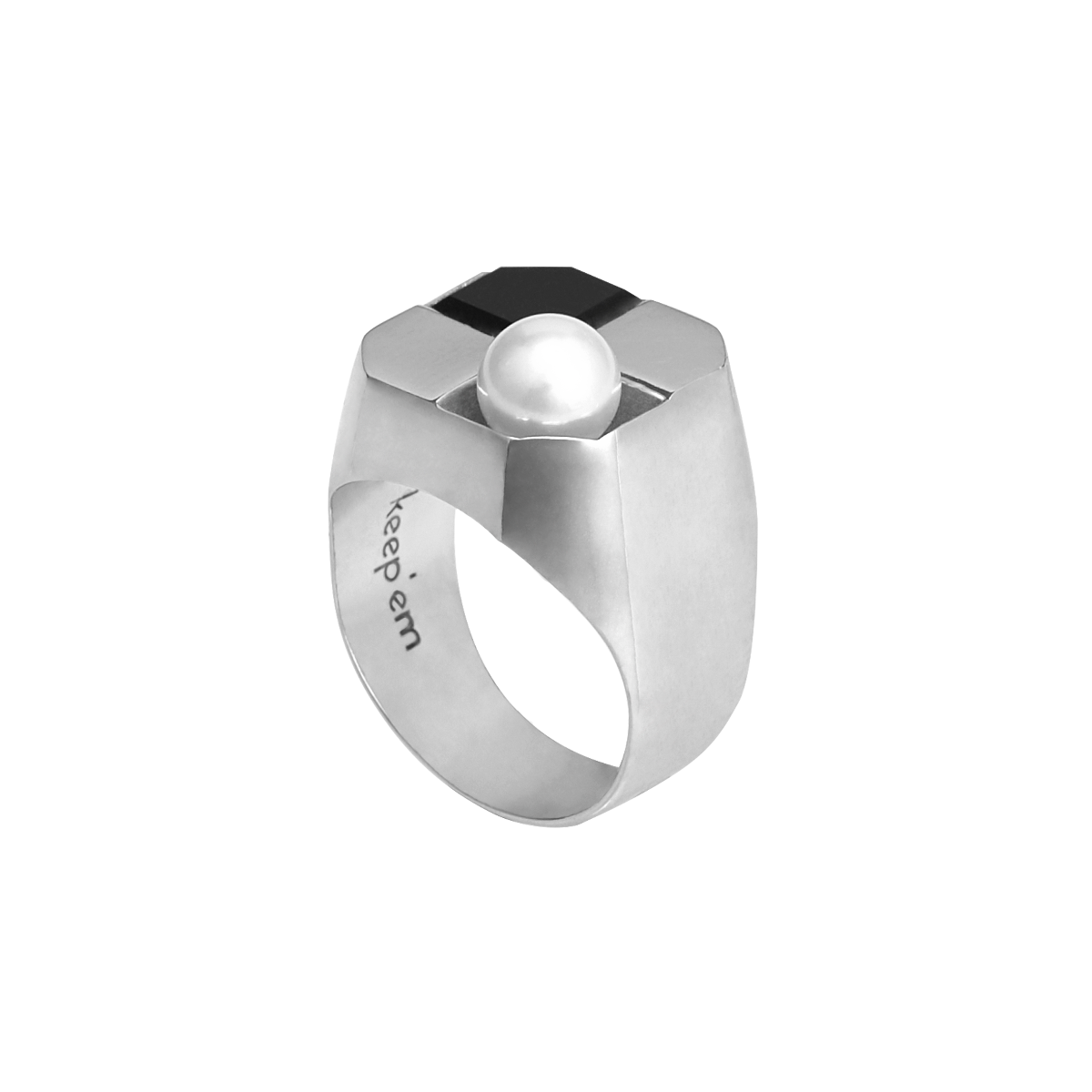 DELUSION pearl signet ring(WHITE) 